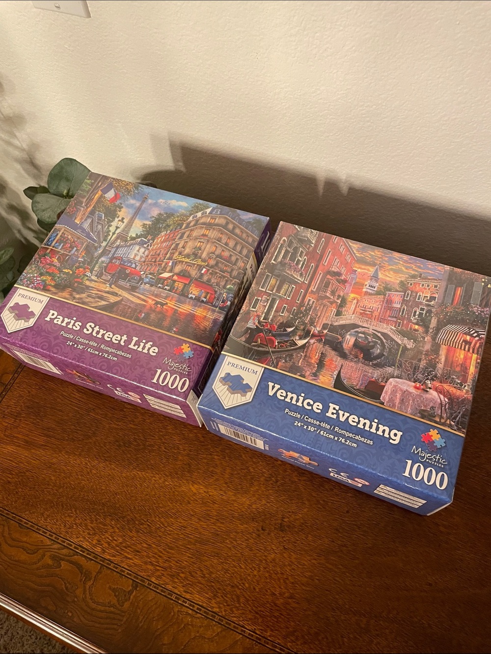 Majestic Paris Street Life & Venice Evening Puzzle Duo - Purple, Blue